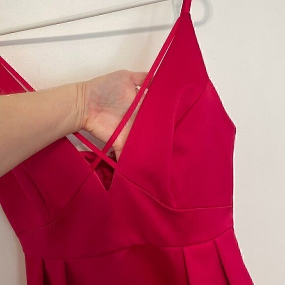 TOPSHOP Front Cross Minidress Magenta Pink Strappy Party Mini Fit & Flare Dress - Picture 4 of 14